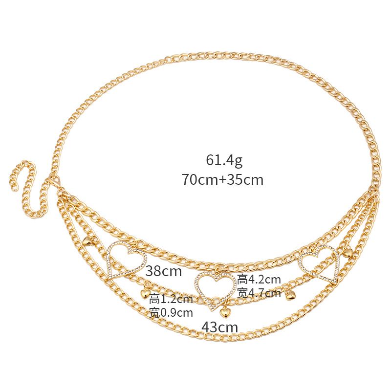 New Accessories, Fashionable Trendy Chains, Versatile Women's Dia Inlaid Large Peach Heart Waist Accessories_voghion.com