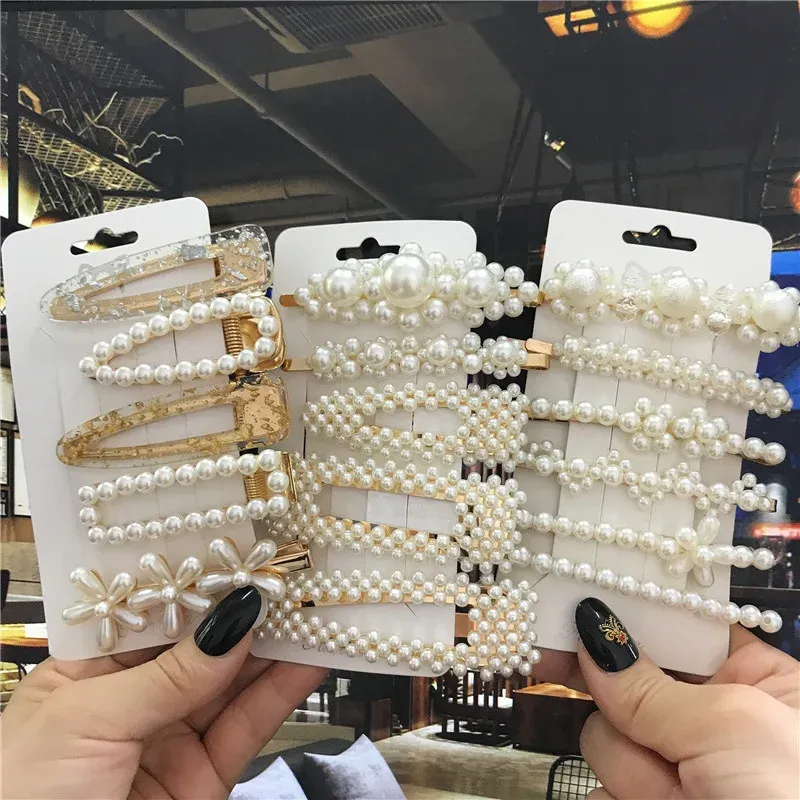 Aurora Atelier 1Set Handmade Pearls Hair Clips Pin For Women Fashion Geometric Flower Barrettes Headwear Girls Sweet Hairpins Hair Accessorie_voghion.com