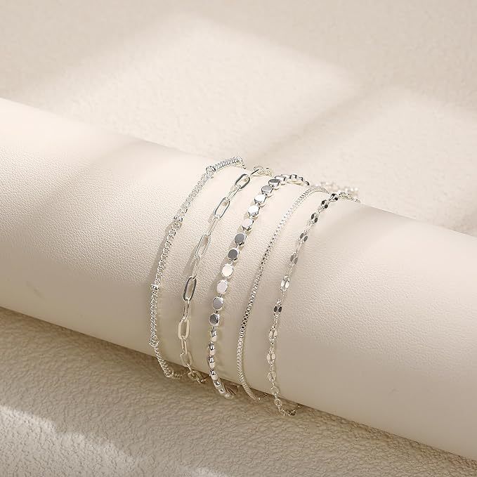 5-teilig Bracelet Set Metall Figaro Kette Damen Bracelet Set modesch an einfach Bracelet_voghion.com