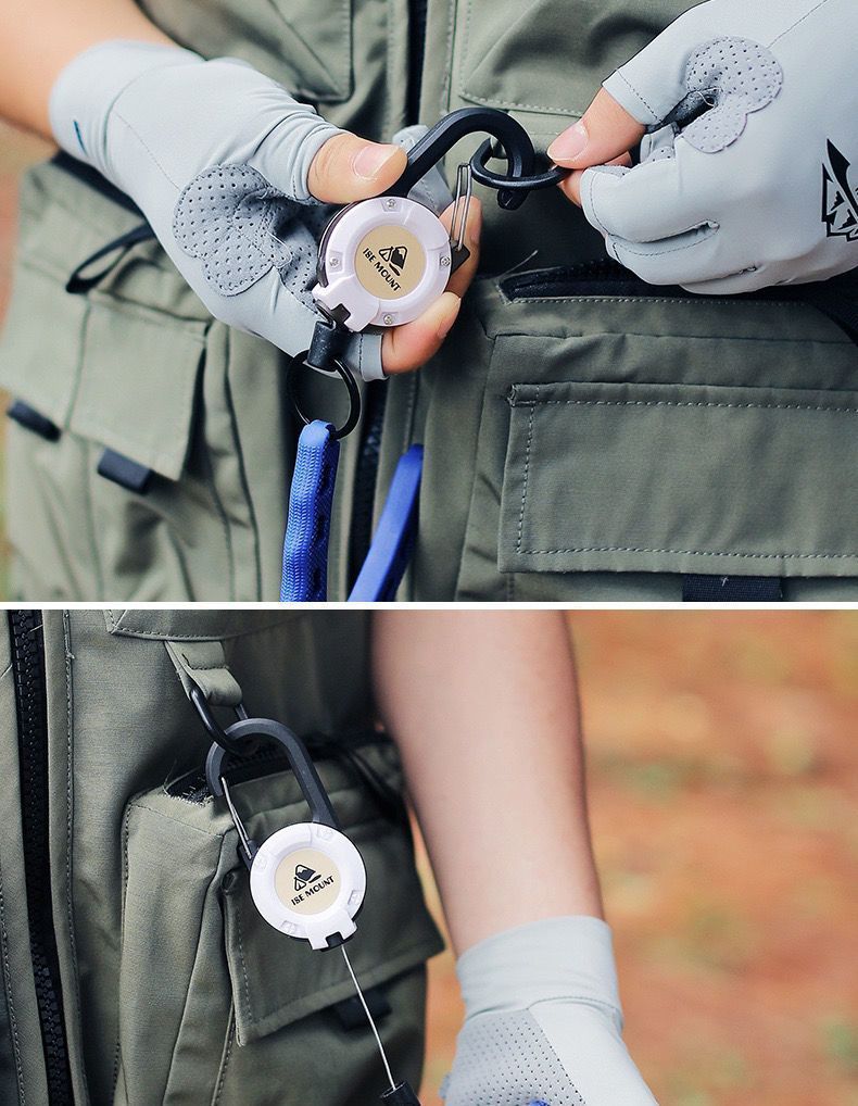 Outdoor Tactical Buckle Steel Wire Multifunctional Keychain Camping Rebound Anti-Lost Rope Retractable_voghion.com