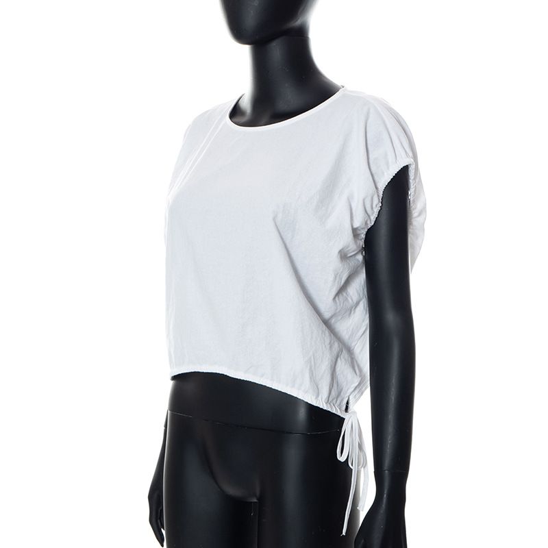 Q22TP269 Summer New 2024 Solid Color Pullover Round Neck Sleeveless Drawstring Loose Women's Top T-shirt_voghion.com