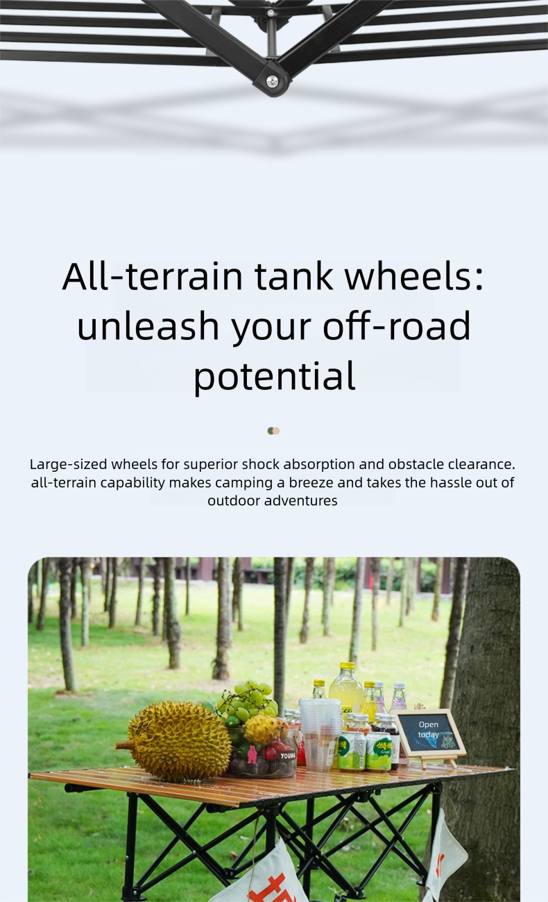 Tragbarer Picknickwagen für den Außenbereich, kleiner Anhänger, Campingwagen, Faltwagen_voghion.com