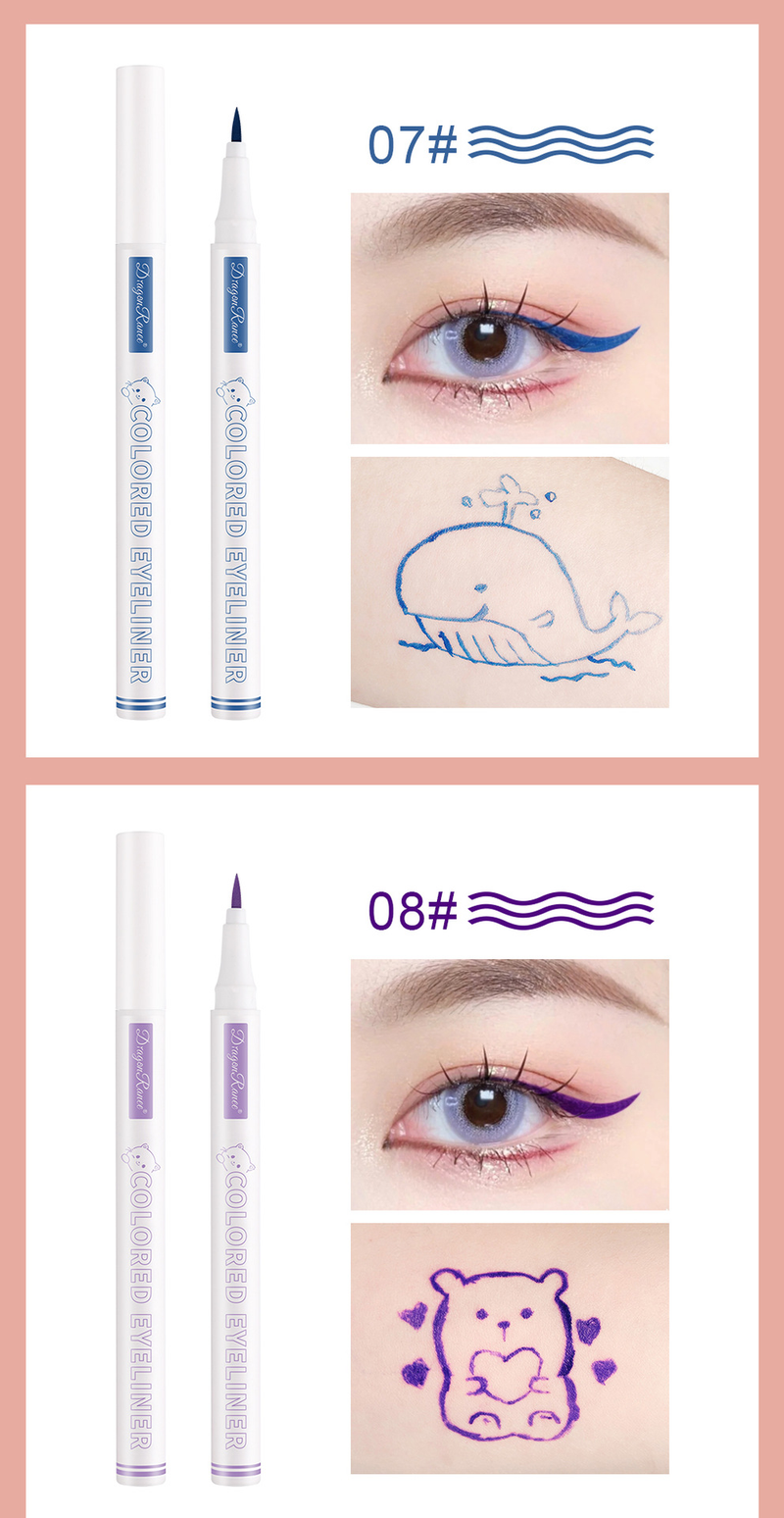 Eyeliner colorato waterproof - Punta ultra fine per principianti, ideale per creare linee d'acqua colorate, tonalità bianca inclusa_voghion.com