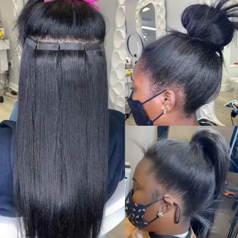 Extensions de cheveux humains trame de peau 100% cheveux Remy Extensions de ruban adhésif de haute qualité_voghion.com