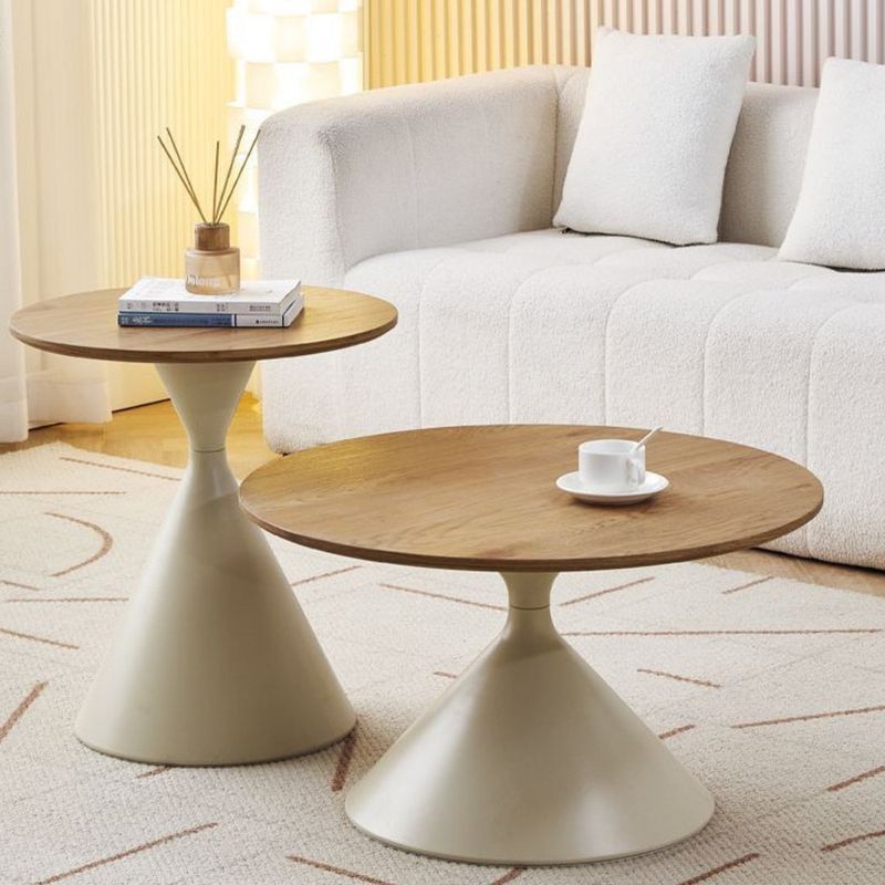 Natural Cream Solid Wood Coffee Ta Nordic Style Home Living Room Small Apartment Combination Modern Simple Round_voghion.com