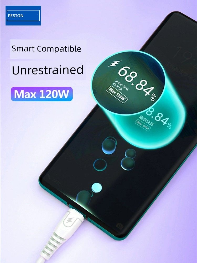 Niezrównana jakość Baitong 120 W Super szybkie ładowanie danych dla iPhone'a Androida typu C Telefon komórkowy Anty-zginanie 6A kabel ładujący_voghion.com