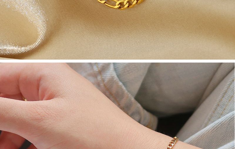 Trendy Figaro Fashion Galvanisierter Schmuck Vergoldeter Edelstahl Dünn Gestapeltes Kettenarmband Für Damen_voghion.com