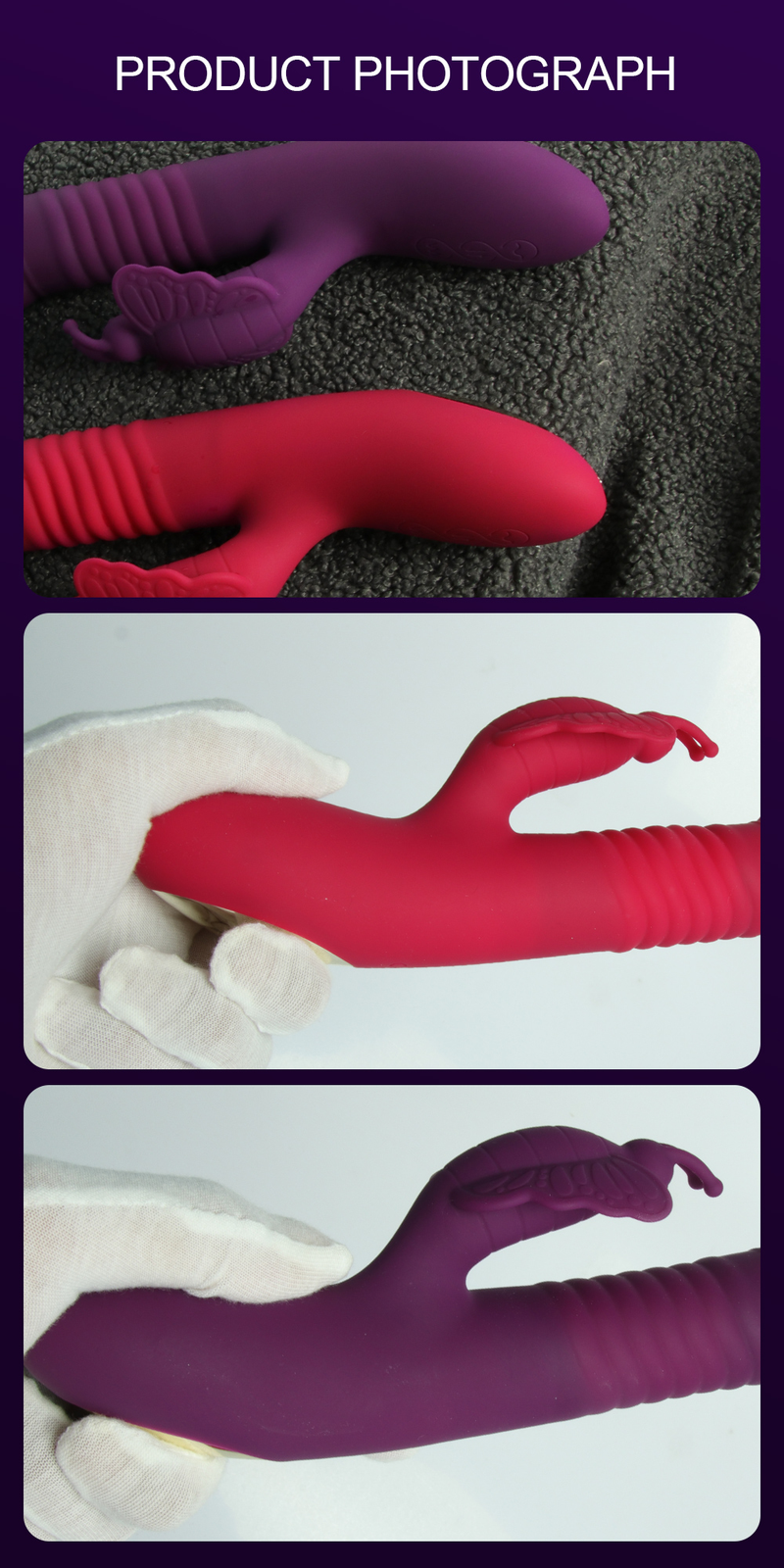 Vibromasseur baguette poussée pour femmes puissant avec papillon Clitoris stimulateur télescopique gode vibrateurs A s_voghion.com