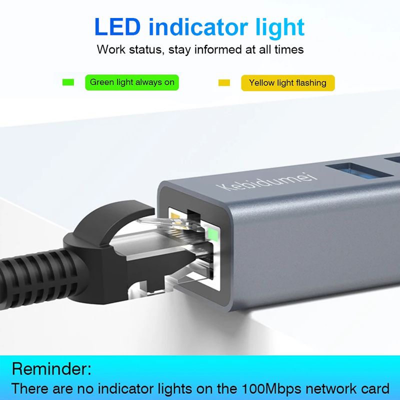 Type-C To Ethernet Adapter A C 4 In 1 Multiport Hub Gigabit RJ45 3 X USB 3.0 Ports Compatible With Book Pro PC_voghion.com