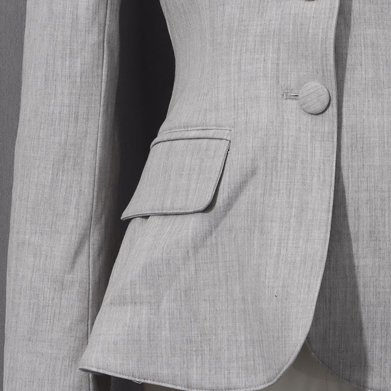 Tailored Asymmetrical Blazer With Detachable Sash – Structured Office-to-Evening Jacket In Grey (Slim Fit, S/M/L)_voghion.com