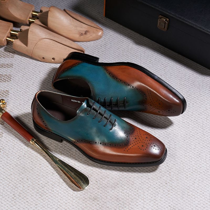 39 46 europäischen größe männer leder schuhe aus echtem leder braun grün mode-business formale Oxford schuhe formale hochzeit kleid schuhe_voghion.com
