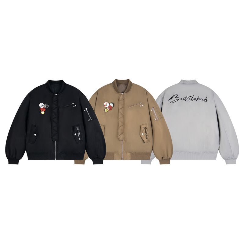 Manteau patchwork polyvalent brodé, veste de baseball ample, badge, style hip-hop, cardigan unisexe chaud et tendance_voghion.com