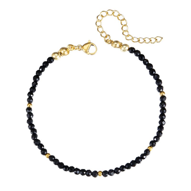 Koreanische Version des Mini-roten und schwarzen Kristall-Ins Retro-Stapelarmbands aus Edelstahl mit Glasperlen für Damen_voghion.com