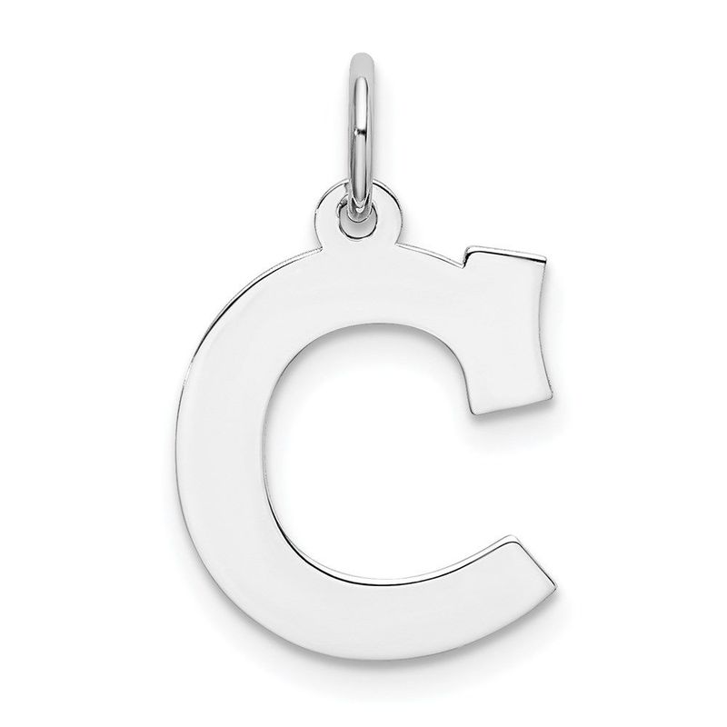Sterling Silver Rhodium-plated Block Letter C Initial Charm_voghion.com
