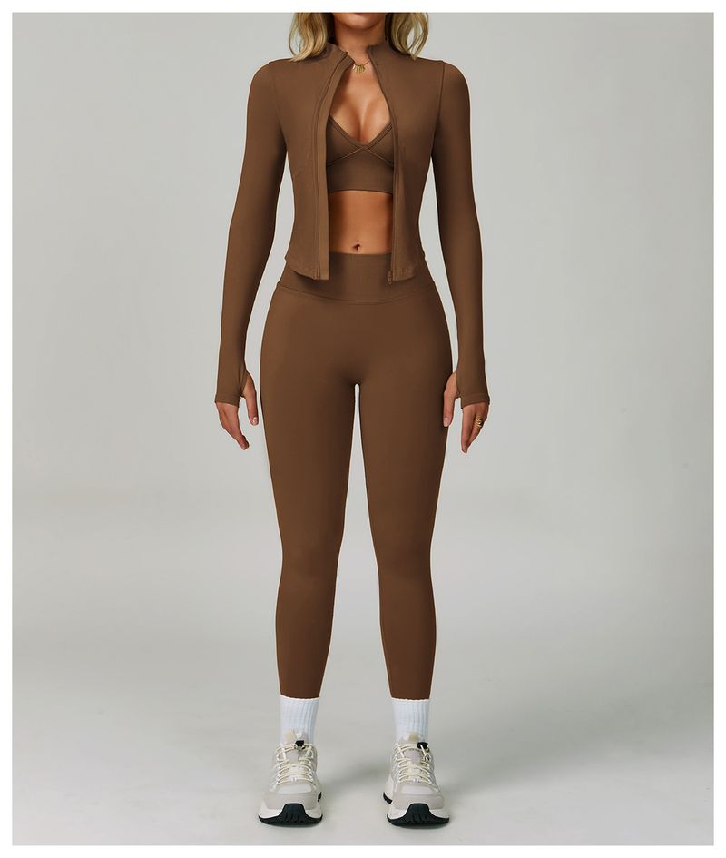 Naadloze yogaset met hoge taille - 3-delige workoutoutfit voor dames, vochtafvoerend en buikcontrole, perfect voor hardlopen, sportschool en buitenactiviteiten_voghion.com