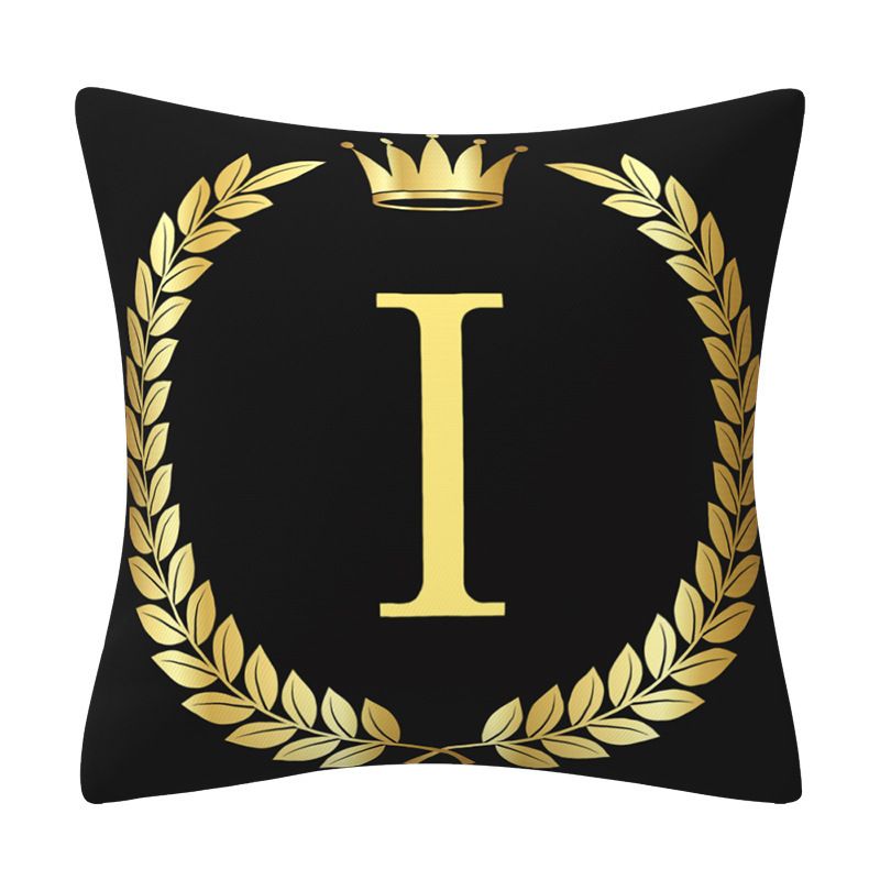 Black And Gold Alphanumeric Print Home Decor Sofa Cushion Pillow_voghion.com