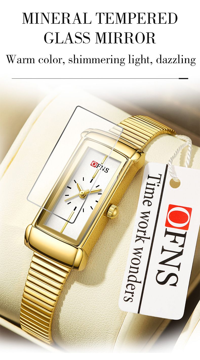 Women's Vintage-Inspired Watch – Elegant Rectangular Dial, Genuine Leather Strap, Water-Resistant, Quartz Movement_voghion.com