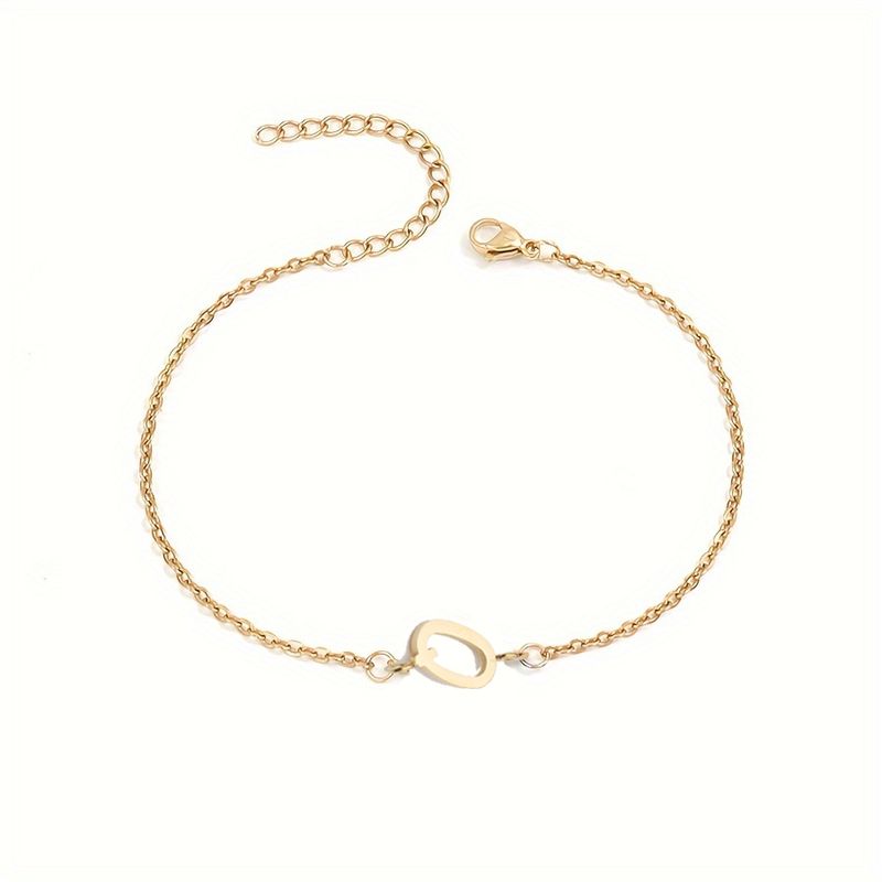 1pc Letter Shape Beads Thin Chain Bracelet, Simple Minimalist Hand Chain Unisex Jewelry Decoration_voghion.com