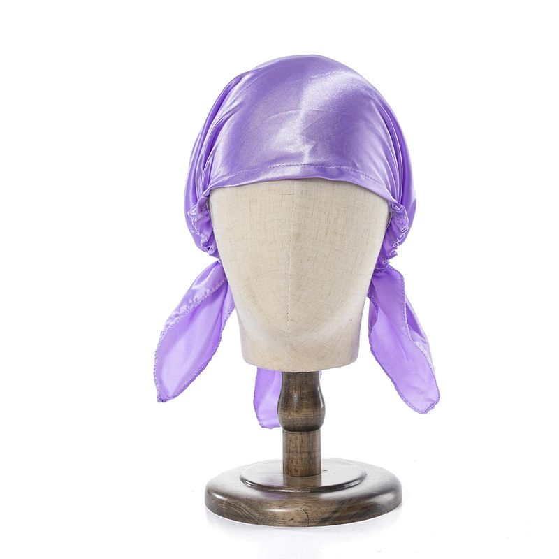 Men's Hats Headscarf Simulation Silk Satin Sleeping Cap Home Triangular Elastic Hat Ladies Elastic Satin Solid Color Home_voghion.com