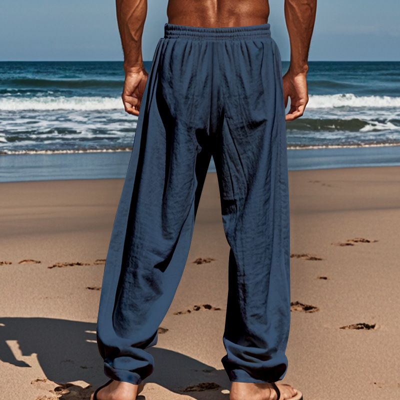Autumn Men's Hip Hop Breathable Cotton Linen Loose Casual Sports Pants_voghion.com