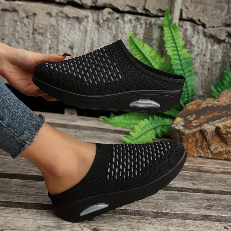 Plateau-Pantoletten-Sneaker für Damen, bequeme Schlupfschuhe mit geschlossener Zehenpartie, Damenschuhe mit Luftpolster_voghion.com