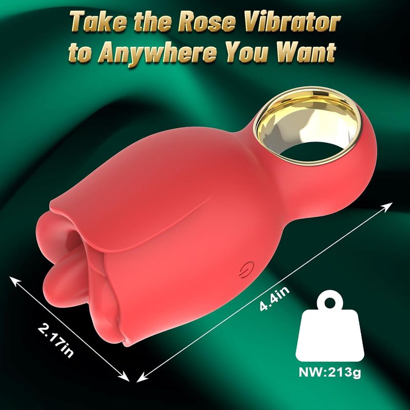 Vibratore per adulti, giocattoli sessuali per donna - Giocattolo sessuale a forma di rosa con lingua leccabile ruotata di 360°, giocattoli sessuali femminili con manico, giocattoli per adulti per donne con 8 leccate_voghion.com
