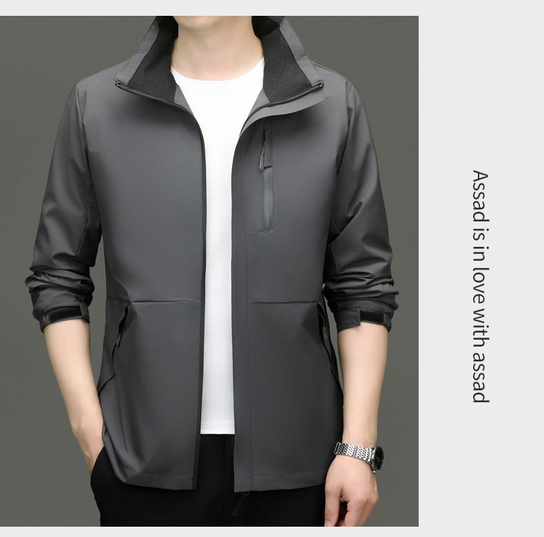 Jachetă bărbătească de afaceri, culoare solidă, primăvară și toamnă, cu pălărie de îndepărtare, de înaltă calitate, casual, versatilă, jachetă_voghion.com