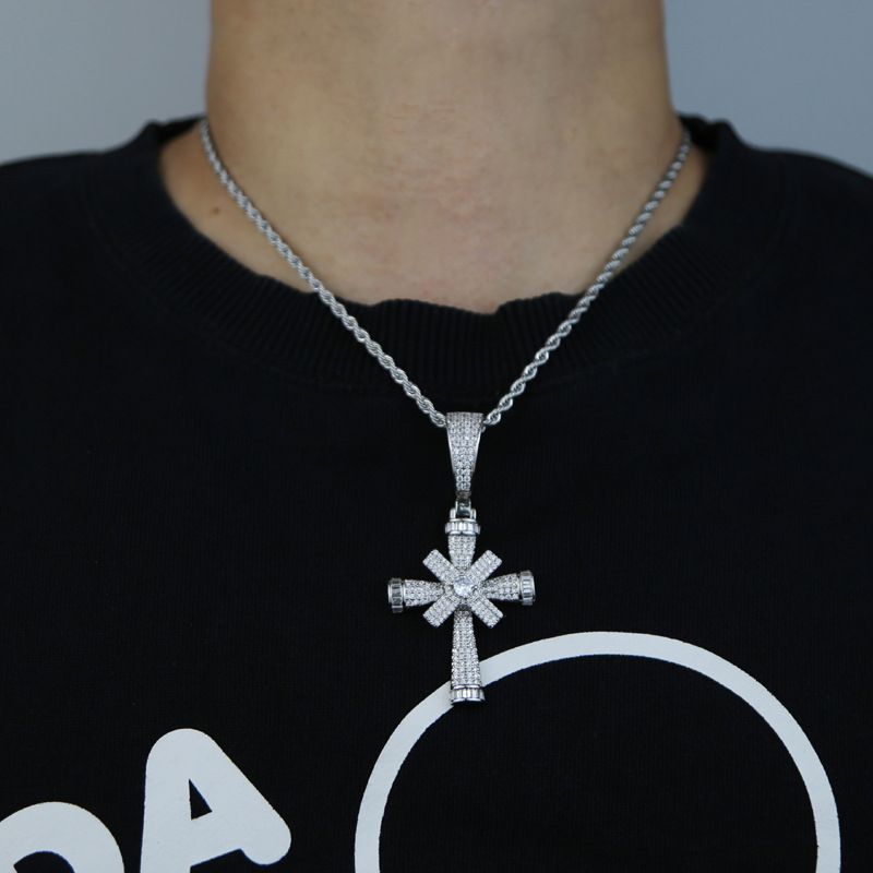 Herrenschmuck Kreuzanhänger Kann Drehen Rap Hip Hop Trend Hip Hop Halskette Schmuck_voghion.com