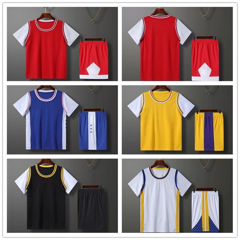 Ensemble deux pièces uni à manches courtes pour enfants, maillot d'entraînement pour élèves du primaire et du secondaire_voghion.com