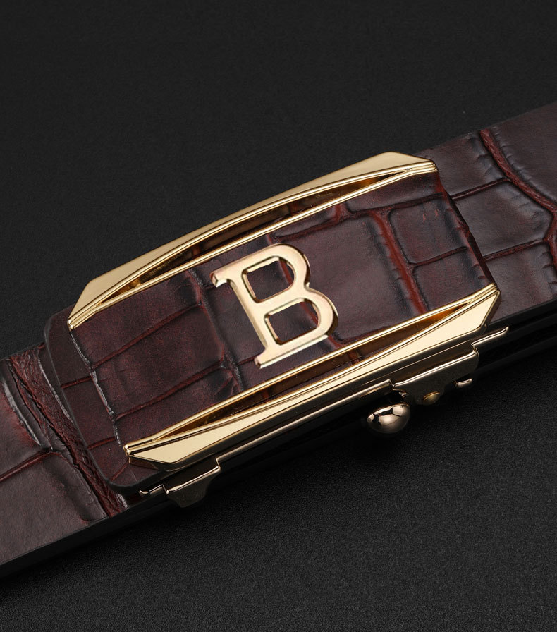 Neu Männer, High-End-Rindsledergürtel mit Krokodilmuster und automatischer Schnalle, lässiger, einfacher Lederjeansgürtel für_voghion.com