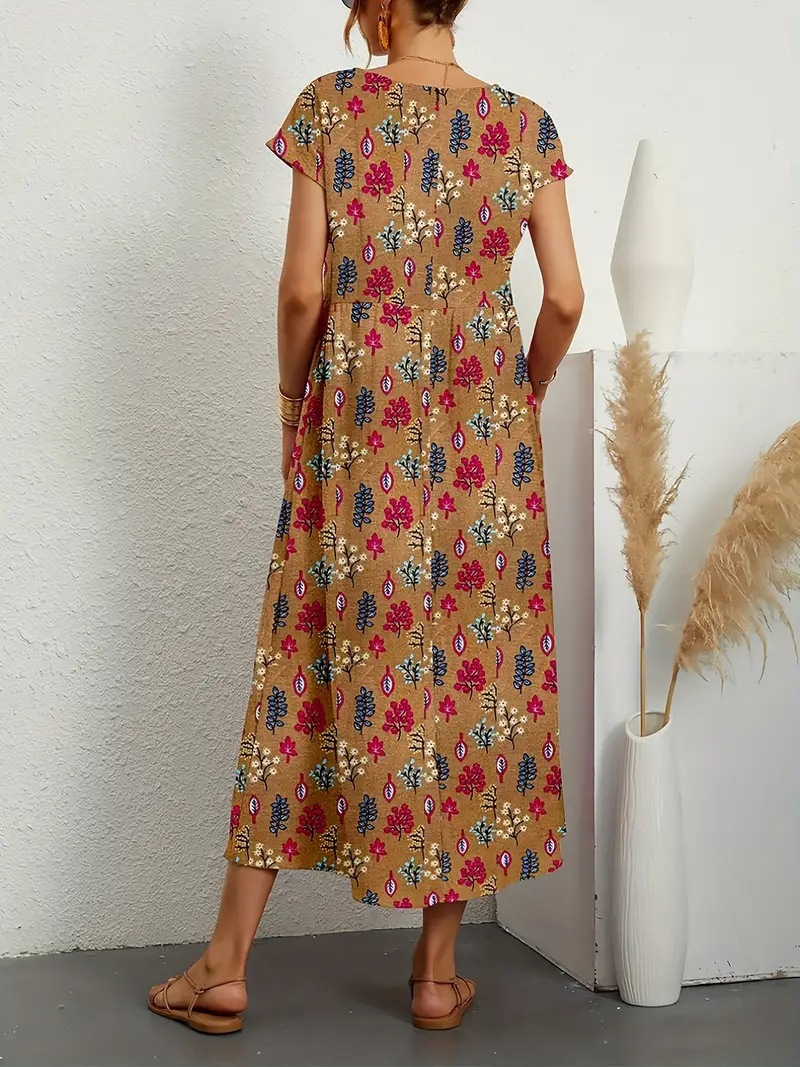 Abito estivo stampato girocollo senza maniche in lino di cotone allentato da donna di nuova moda 2023_voghion.com