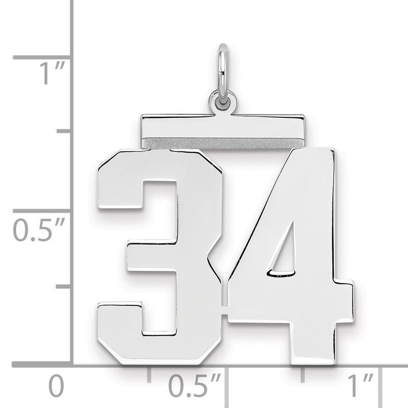 Sterling Silver/Rhodium-plated Polished Number 34 Charm_voghion.com