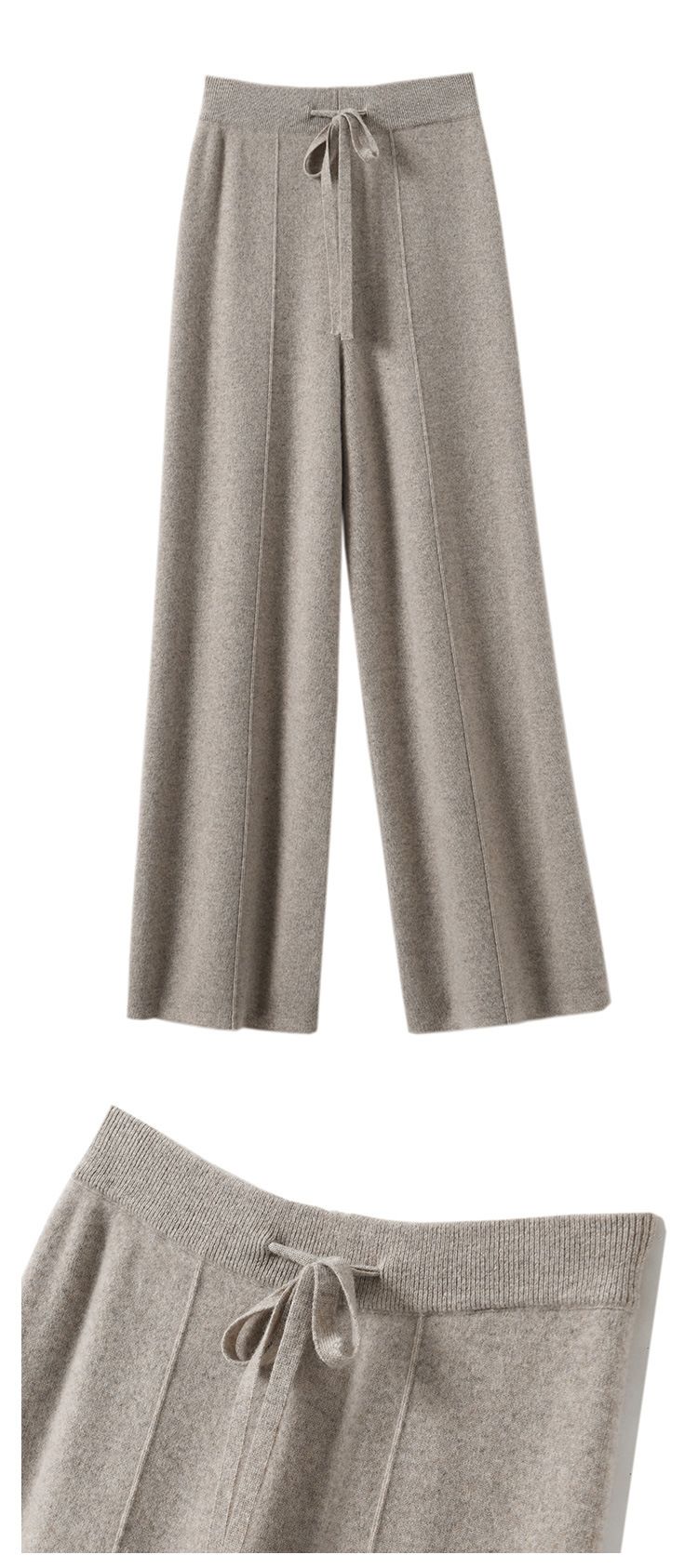 K New High-waisted Women's Korean-style Warm Knitted Wide-leg Straight Trousers; Women's Solid Color Loose Wide-leg Trousers_voghion.com