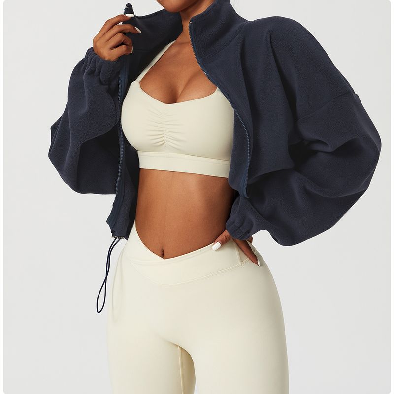 outer Size Cross Border Independent Station Sports Sweater Autumn And Winter Top Stand Collar Loose Plus Velvet Polar Fleece Casual Jacket_voghion.com