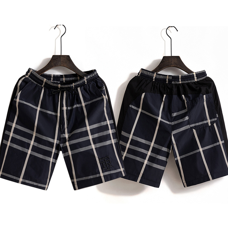 Shorts, große Unterhosen für Herren, dünne Herrenstickerei aus sommerlicher Eisseide, lässiges Netz, rotes, schnell trocknendes Gitter, fünfteilige Strandbekleidung_voghion.com
