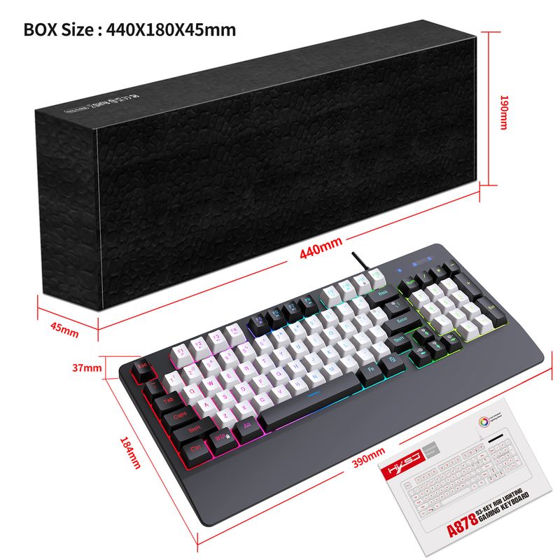 2023 Nytt 93 Tynnfilm Kablet RGB Glow Game Keyboard ABS Dual Color Injection Molding Keycap Multi Key Conflict Free_voghion.com