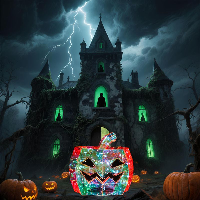 Iridescent Glowing Square Pumpkin Ornament LED Colorful Light Halloween Ghost Festival Easter Creative Gift_voghion.com