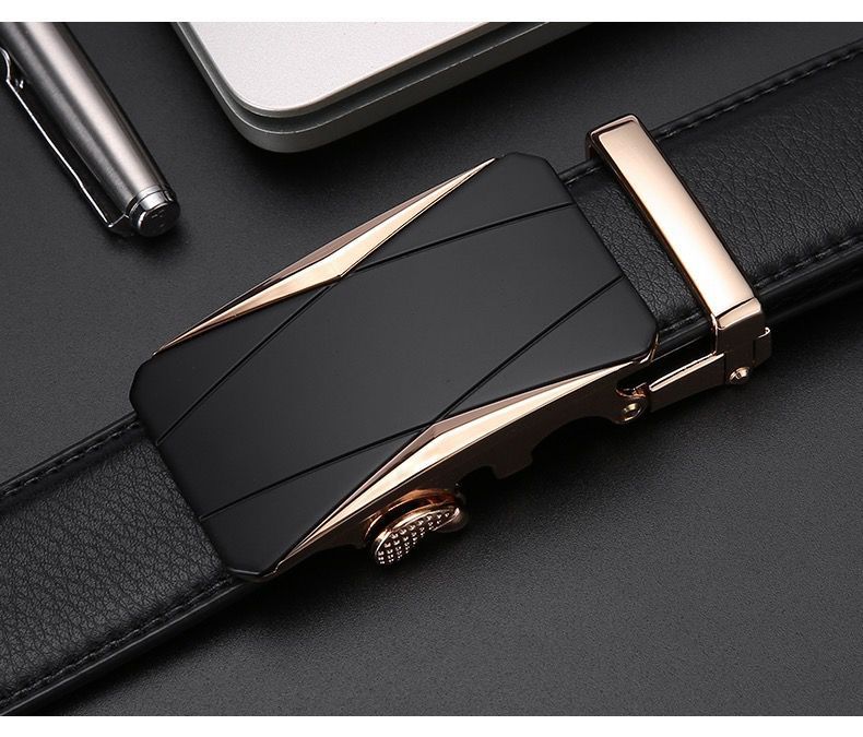 Cintura da uomo in vera pelle con fibbia automatica, cintura personalizzata in pelle di mucca alla moda per giovani, uomini giovani_voghion.com