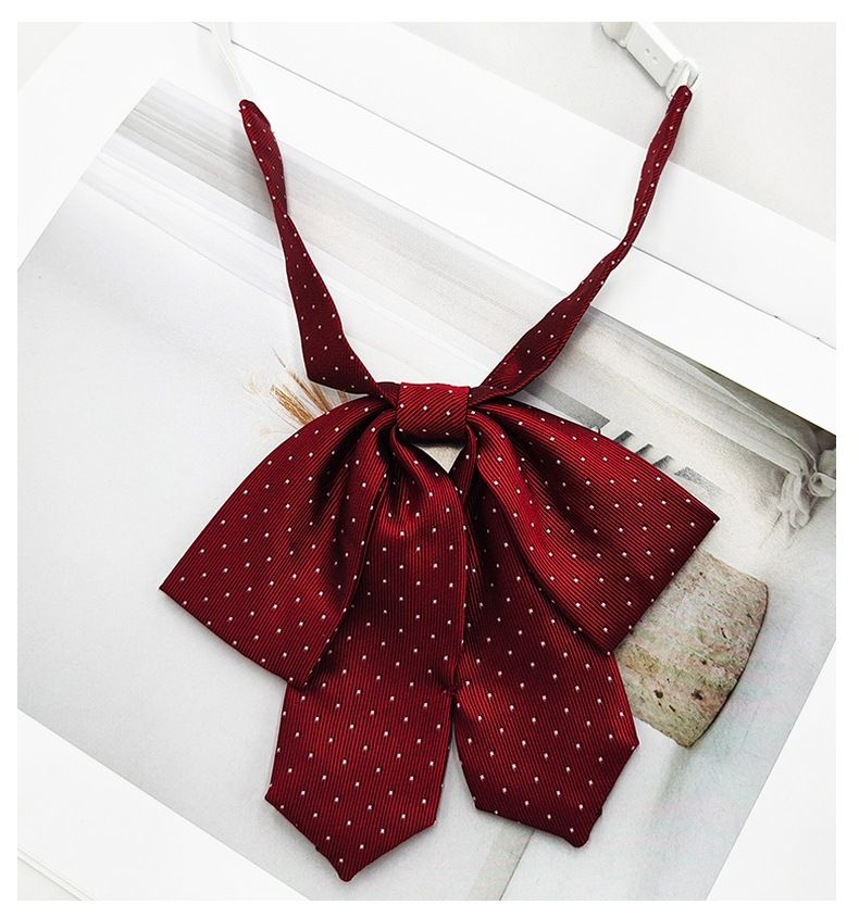 Polka Dot Drop Ear JK Bow Tie Solid Color Collar Flower College Style Cute Girl Bowknot Jacquard_voghion.com