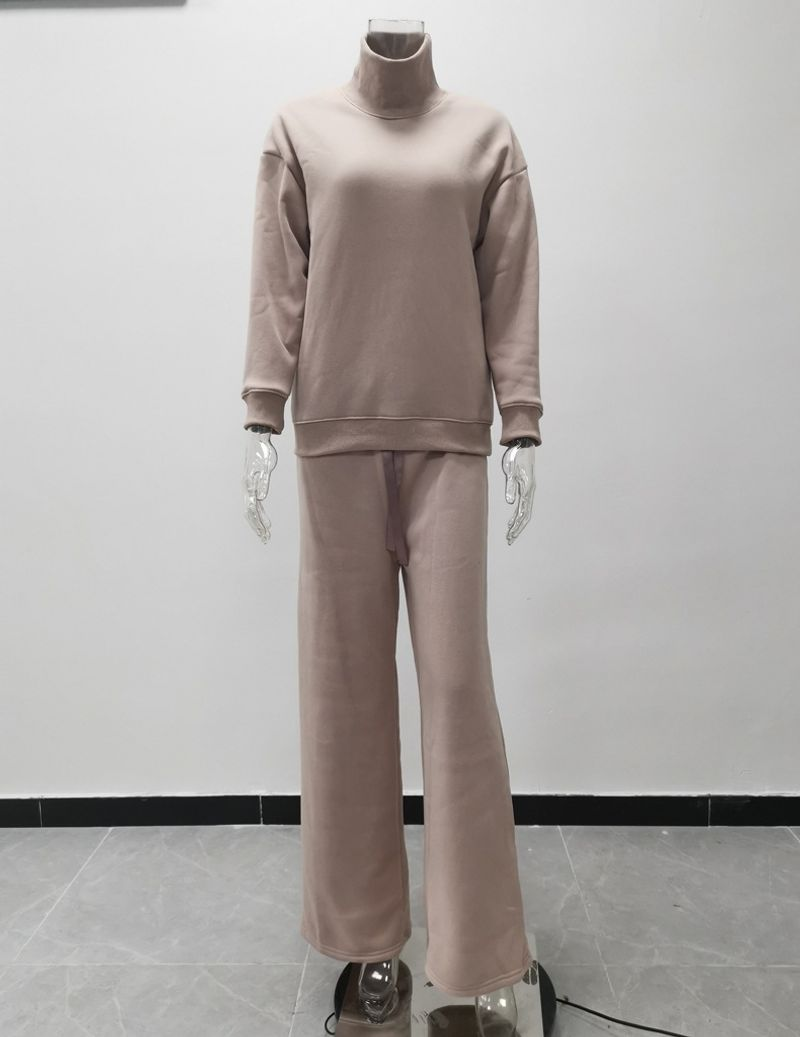 Kadın Giyim Yeni Örme Dantel Up Moda Rahat Takım Elbise Kadınlar için İki Parçalı Set_voghion.com