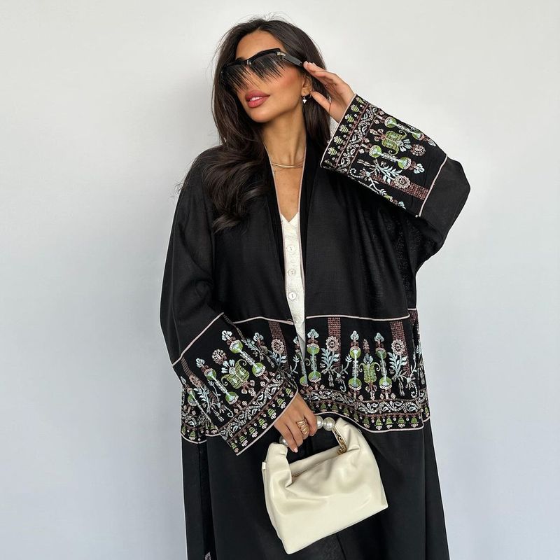 Women's Clothing Middle East Cardigan Embroidery Embroidered Robe_voghion.com