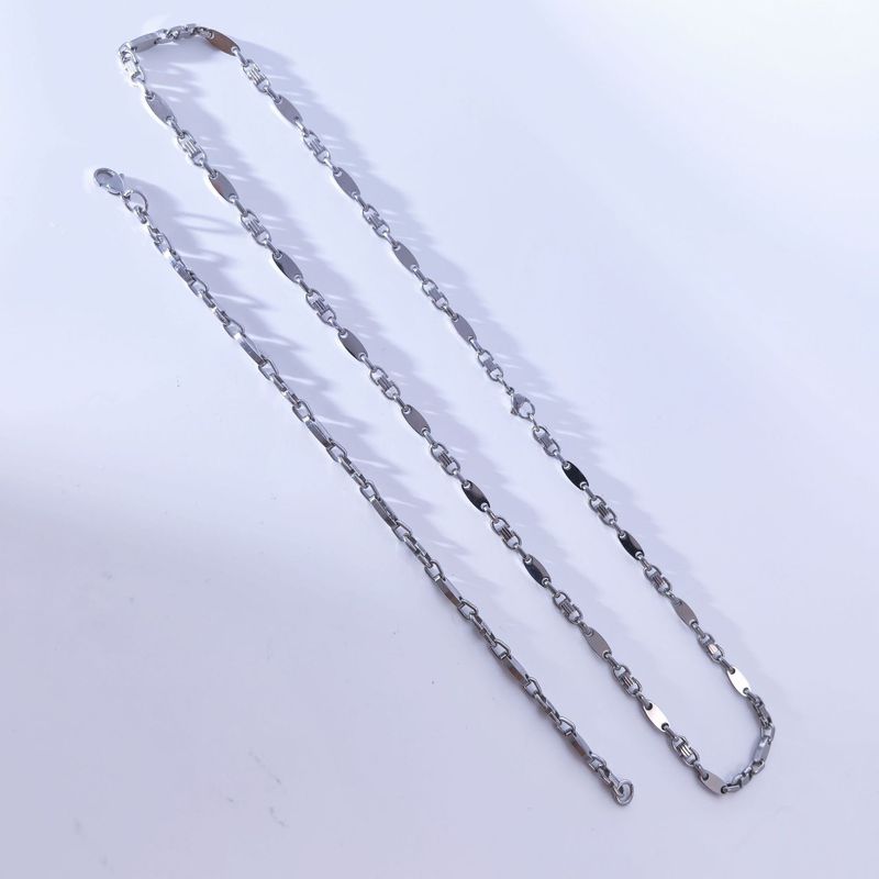 Men's Jewelry Handmade Chain Fashionable And Atmospheric Necklace Emperor Chain Smooth Stainless Steel Return Flat Link Chain Set_voghion.com