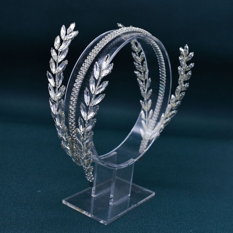 Cerchietto per capelli da donna con strass di cristallo fatto a mano, accessori per capelli da sposa, elegante design floreale, diamanti in argento e oro_voghion.com