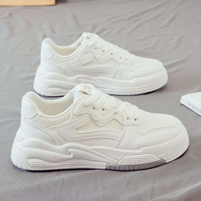 Nuova moda color block per sport e tempo libero per l'autunno 2025, lacci bianchi, stile college, scarpe da donna taglie forti_voghion.com