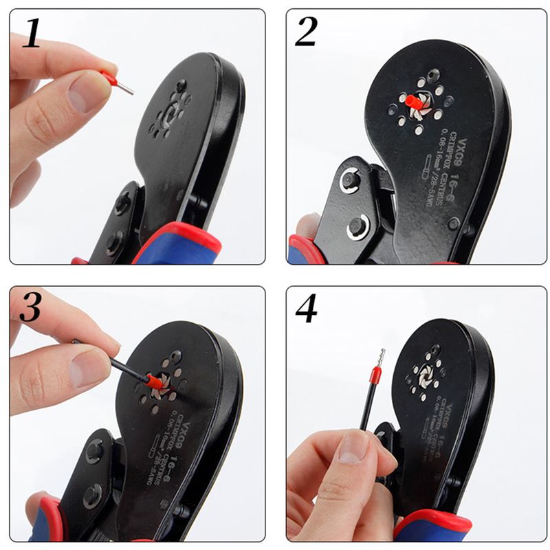 9 16-6N Hexagonal Wire Crimper, Ratcheting & Self-adjustable Crimping Plier Tool Set 0.08-16mm² 28-5AWG For Tubular_voghion.com