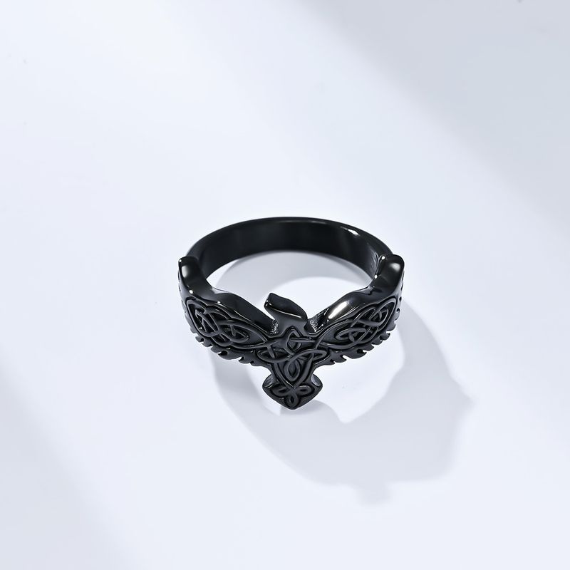 Retro Nordic Celtic Eternal Knot Eagle Titanium Steel Ring Niche Personality Cultural Symbol Hand Jewelry_voghion.com