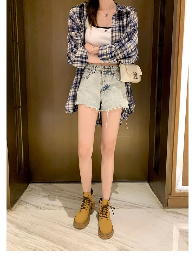 stivali in rabarbaro in pelle di colore puro Stivali Martin per donna nuovi stivali da lavoro alti versatili con suola spessa autunno e inverno stivali da trekking all'aperto_voghion.com