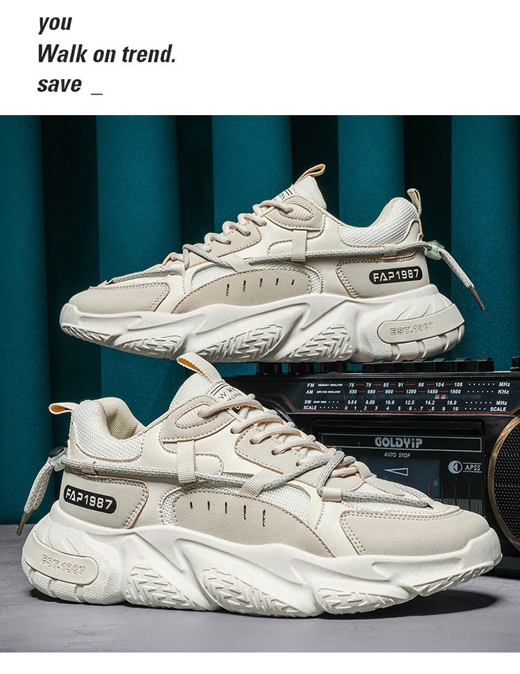 Autumn and Winter New Trendy Outdoor Student Thick Sole Sports Men's Personalized Fashion Lace up Breathable Mesh_voghion.com