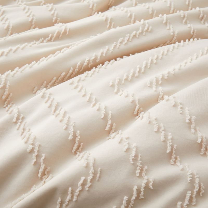 Weiches Flanell-Bettwäscheset mit geometrischem Wellenmuster in Beige, 3-teiliger Bettbezug im skandinavischen Stil mit Spannbettlaken, mehrere Größen, gemütliches Wohndekor_voghion.com