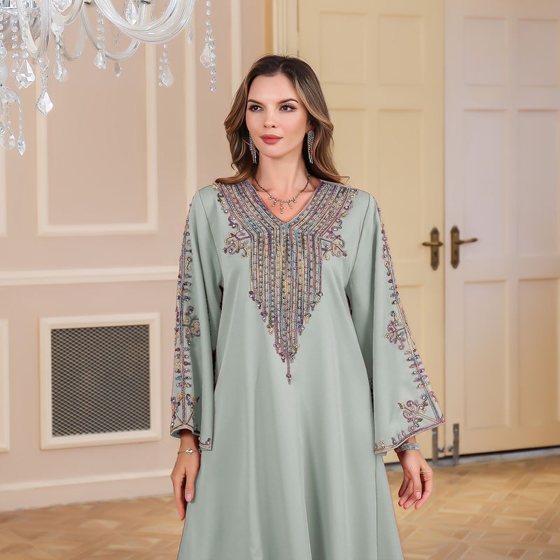 Women's Clothing Summer Elegant Rope Embroidery Robe Female Dress_voghion.com